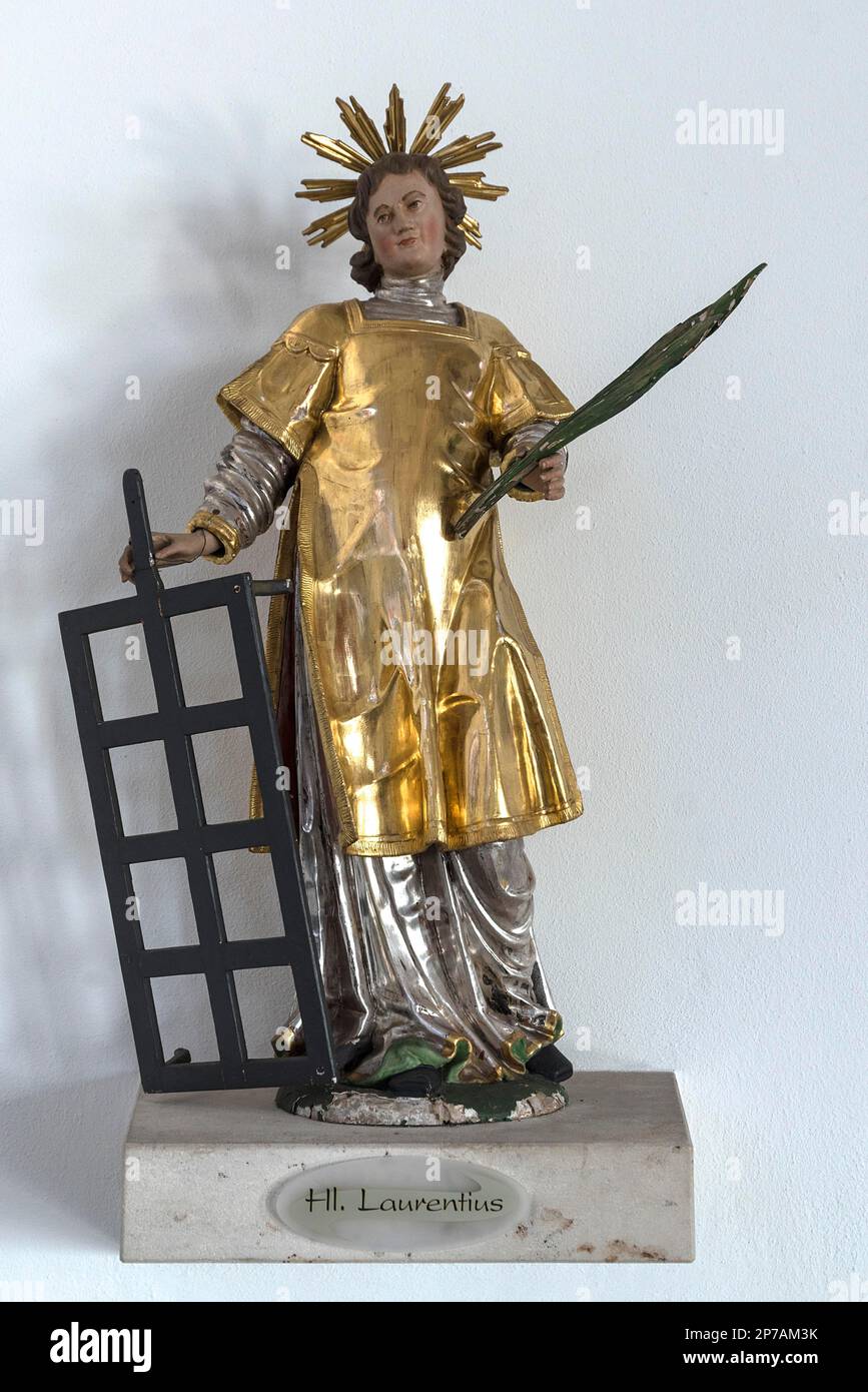 Die Figur des Heiligen Laurentius, Bayern, Deutschland Stockfoto
