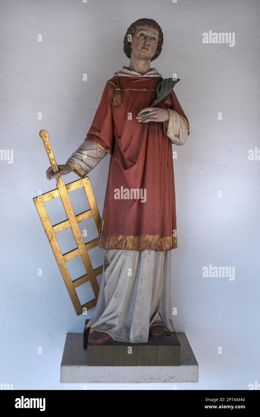 Die Figur des Heiligen Laurentius, Bayern, Deutschland Stockfoto