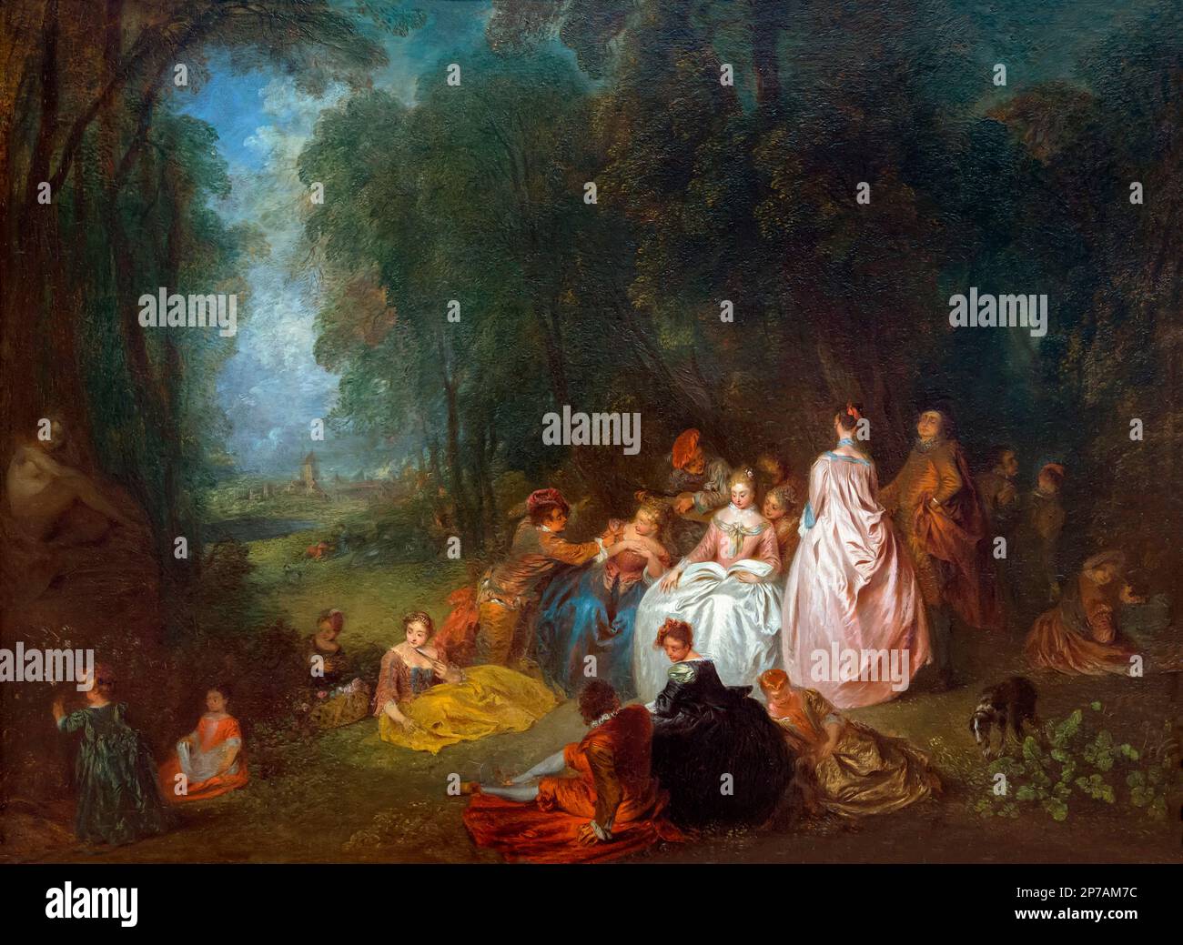 Fête champêtre, Pastoral Gathering, Jean-Antoine Watteau, Jean-Baptiste Pater, 1718-1721, Art Institute of Chicago, Chicago, Illinois, USA, North Amer Stockfoto