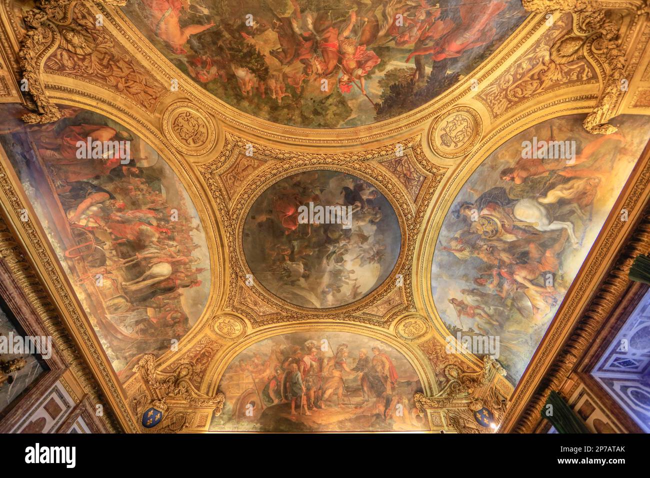 Deckengemälde Salon de Diane, Chateau de Versailles, Departement Yvelines, Region Ile-de-France, Frankreich Stockfoto