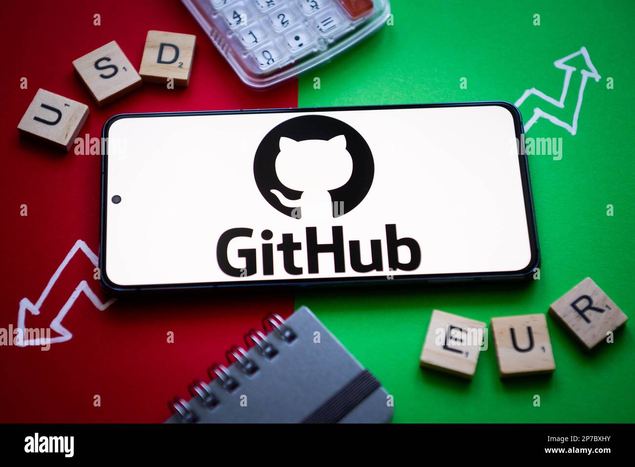 Nysa, Polen. 8. März 2023. In dieser Abbildung wird ein GitHub-Logo auf einem Smartphone angezeigt. (Kreditbild: © Mateusz Slodkowski/ZUMA Press Wire) NUR REDAKTIONELLE VERWENDUNG! Nicht für den kommerziellen GEBRAUCH! Stockfoto