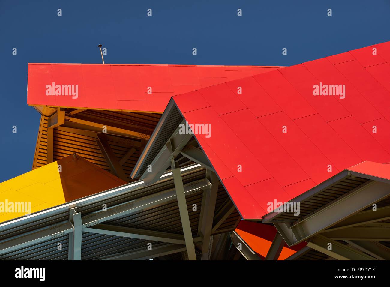 11-05-2016, Detailansicht des Biodiversitätsmuseums von Frank O. Gehry, Panama-Stadt, Republik Panama, Mittelamerika. Stockfoto