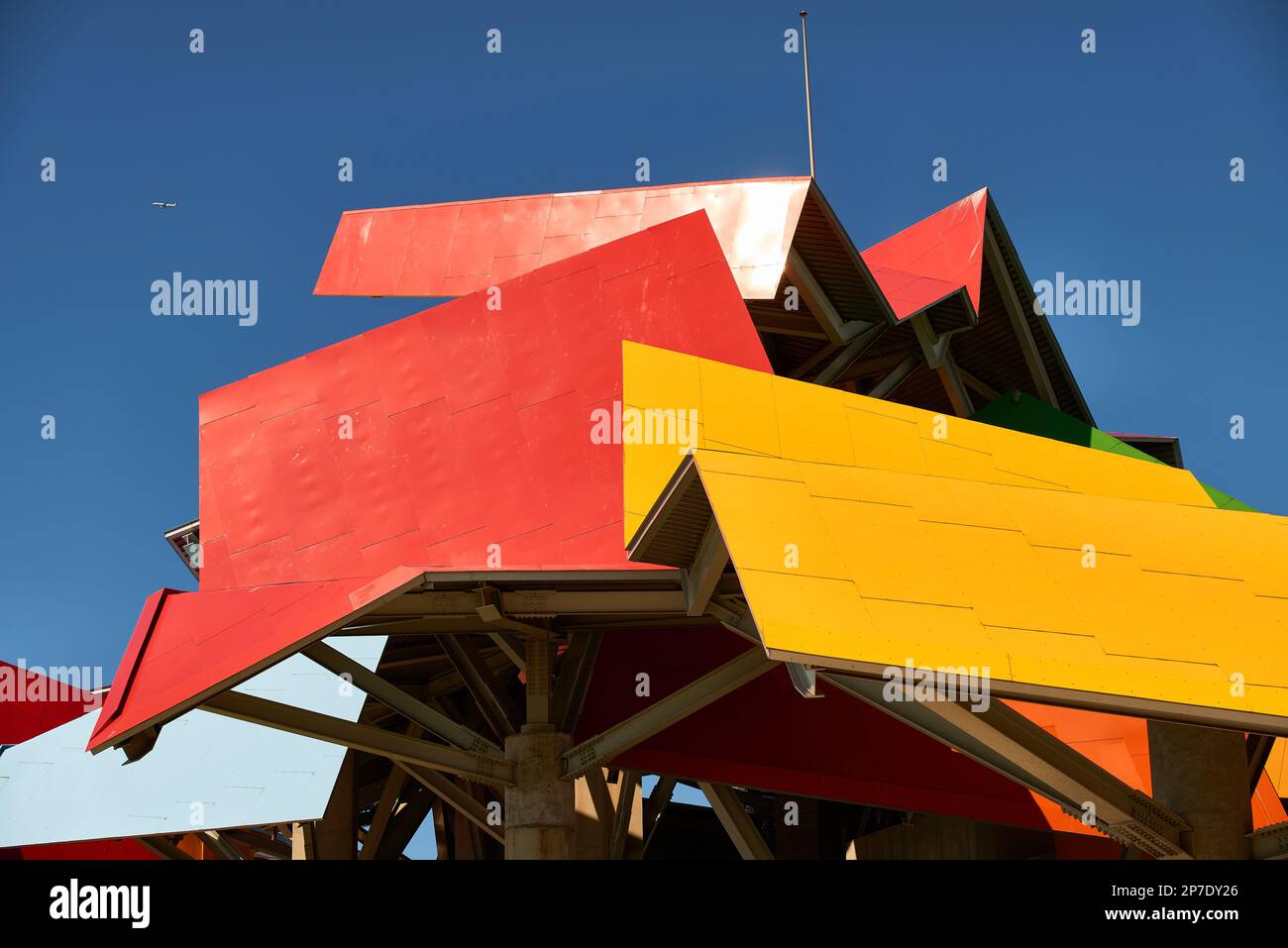 11-05-2016, Detailansicht des Biodiversitätsmuseums von Frank O. Gehry, Panama-Stadt, Republik Panama, Mittelamerika. Stockfoto