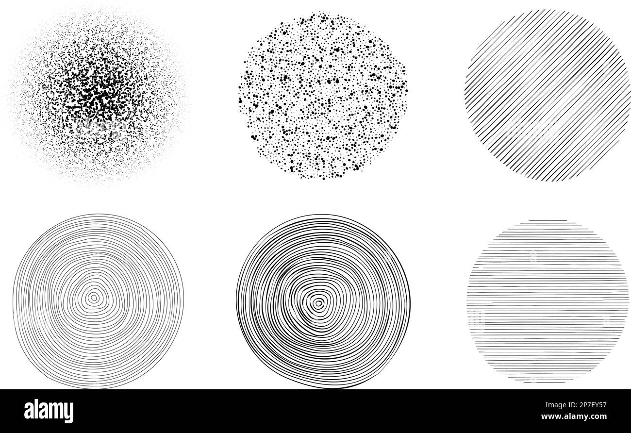 Sammlung von abstrakten handgezeichneten kreisförmigen Designelementen, Vektordarstellung Stock Vektor