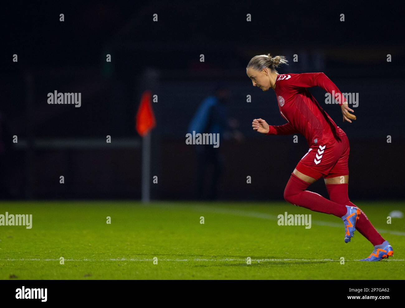 Laval, Frankreich, Februar 21. 2023: Sanne Troelsgaard (7 Dänemark) wird während des internationalen Freundschaftsspiels zwischen Dänemark und Uruguay im Stade Francis Le Basser in Laval, Frankreich (James Whitehead / SPP) auf dem Spielfeld vertreten Stockfoto