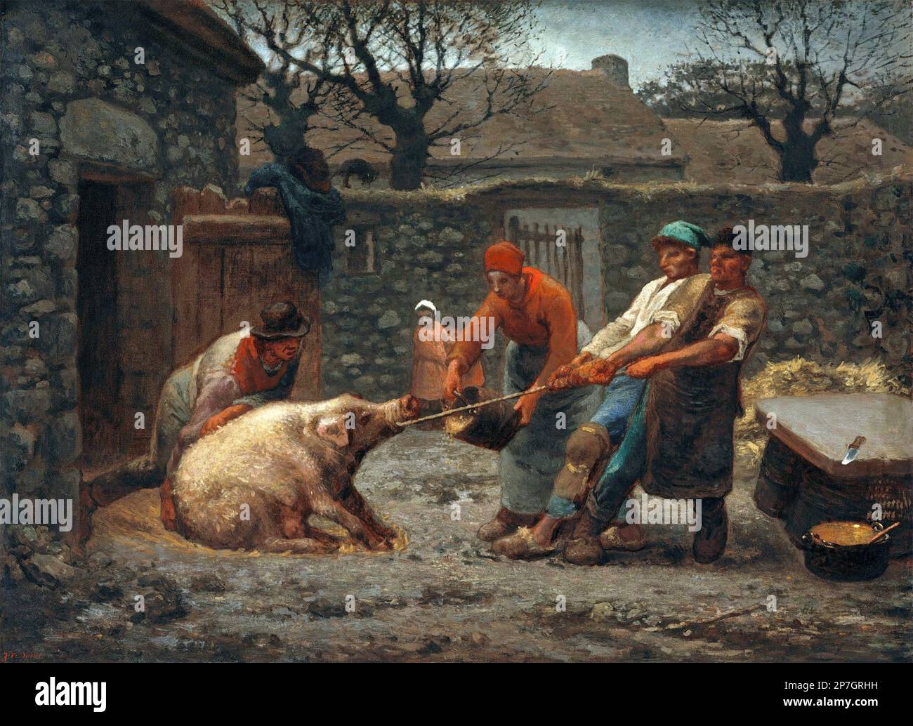 The Pig Killers von Jean-Francois Millet (1814-1875), Öl auf Leinwand, 1867-70 Stockfoto