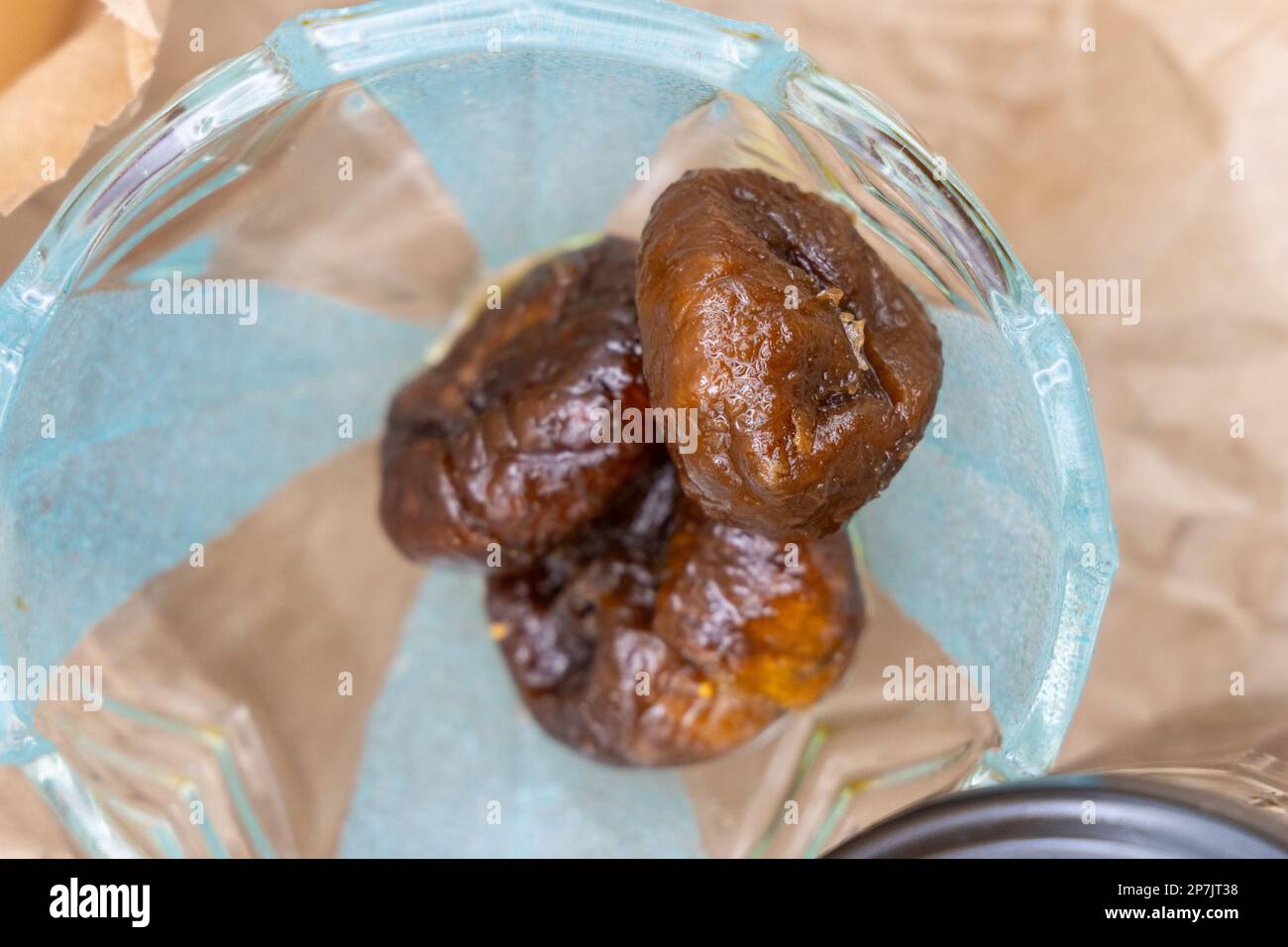 Feigen mit Olivenöl - gesundes Frühstück Stockfoto