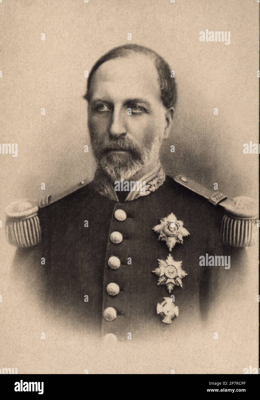 1890 Ca , Bruxelles , Belgien : PHILIPPE Compte de Flandre ( 1837 - 1905 ) de Belgique , Duc de Saxe, Prinz de Saxe-Cobourg-Gotha, Sohn des Königs der Belgier Leopold I ( 1790 - 1865 ) , Bruder des Königs der Belgier Leopold II ( 1835 - 1909 ). 1867 mit Prinzessin Marie de Hohenzollern Sigmaringen ( 1845 - 1912 ) verheiratet und 5 Söhne. Sein junger Sohn ALBERT ( 1875 - 1934 ) kam 1909 zu König ALBERT I. - House of BRABANT - BRABANTE - ALBERTO - FILIPPO - LEOPOLDO - Royal - nobili - nobilta' - principe reale - BELGIO - Portrait - ritratto - Saxe Cobourg Gotha - Militäruniform - uniforme d Stockfoto