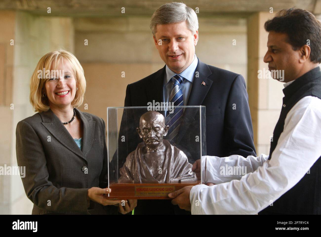 Stephen Harper, Prime Minister of Canada, second left, and his wife