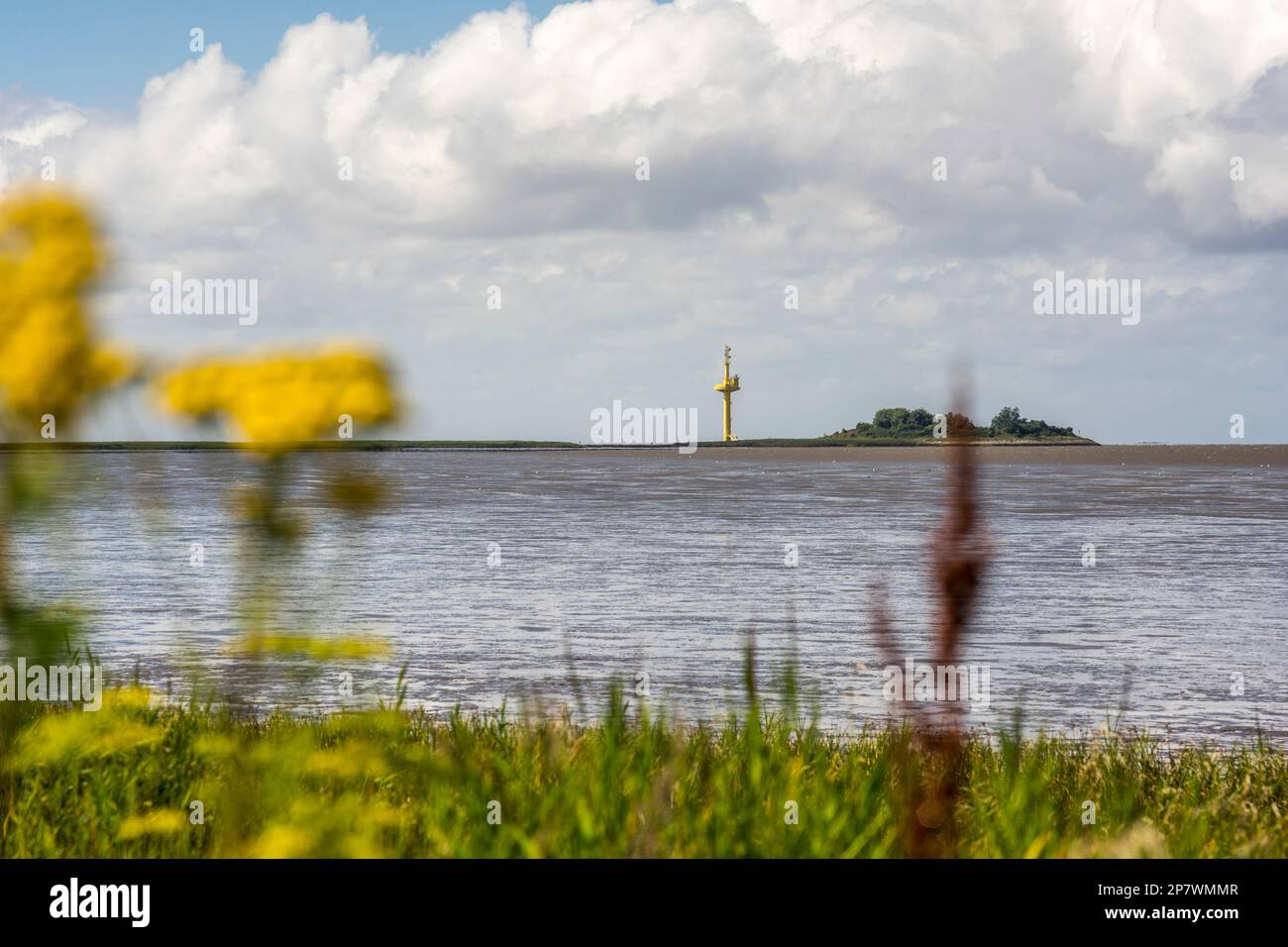 Die künstliche Insel Langlütjen I in der Weser-Mündung, Deutschland 2022. Stockfoto
