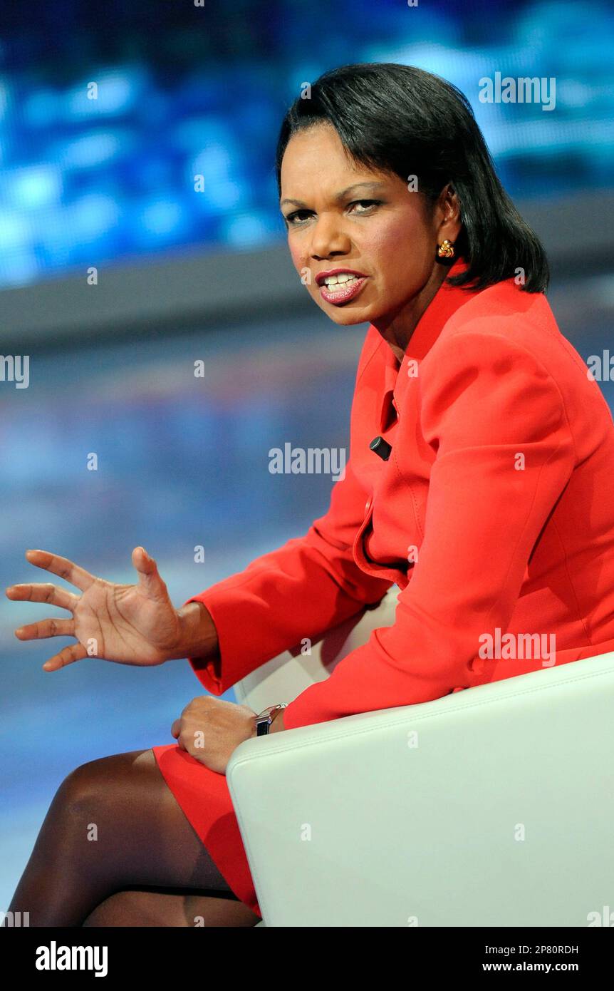 US Former Secretary of State Condoleezza Rice, gestures during a taped ...