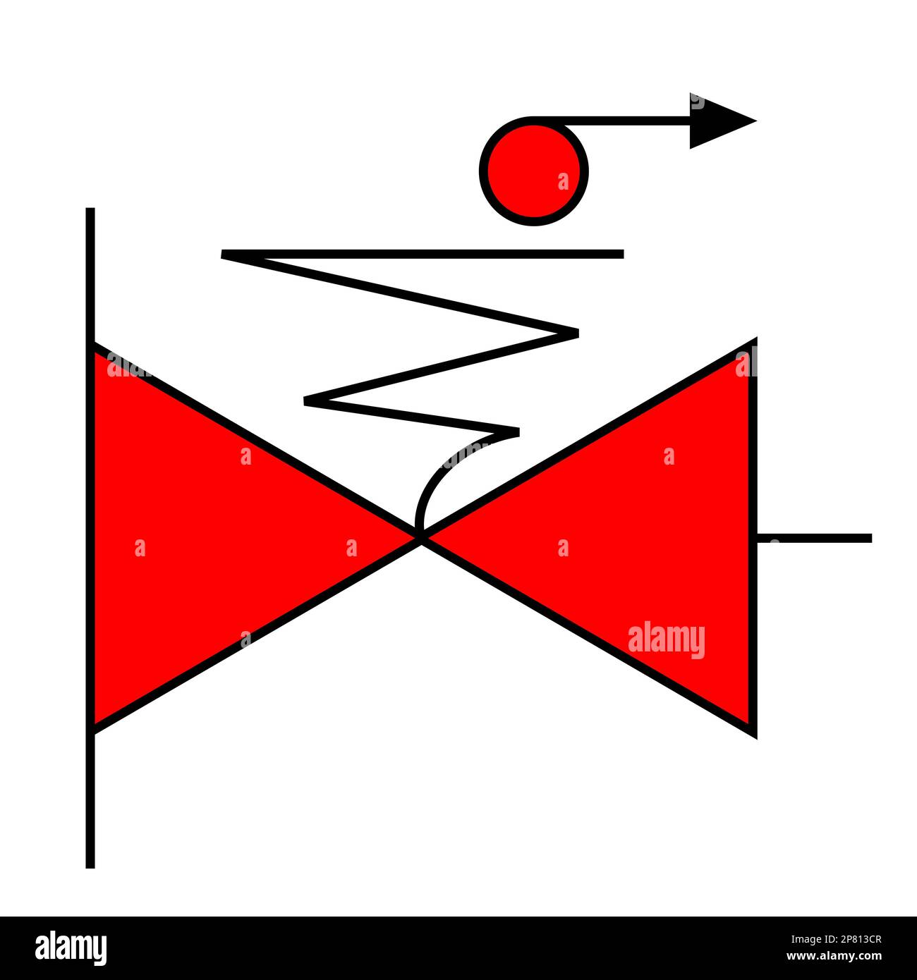 Schild der Internationalen Seeschifffahrtsorganisation (IMO), Illustration. Ferngesteuerte Kraftstoff-/Schmierölventile Stockfoto