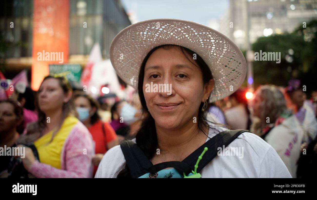 São Paulo SP Brasilien 08 2023. März frauenmarsch am Internationalen Frauentag. Kredit: Cris Faga/Alamy Live News Stockfoto