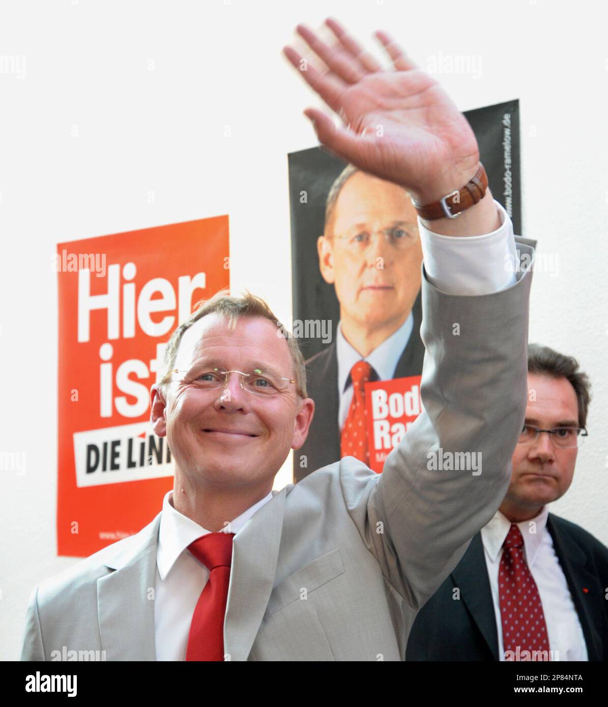 Die linke spitzenkandidat bodo ramelow gibt nach der landtagswahl in
