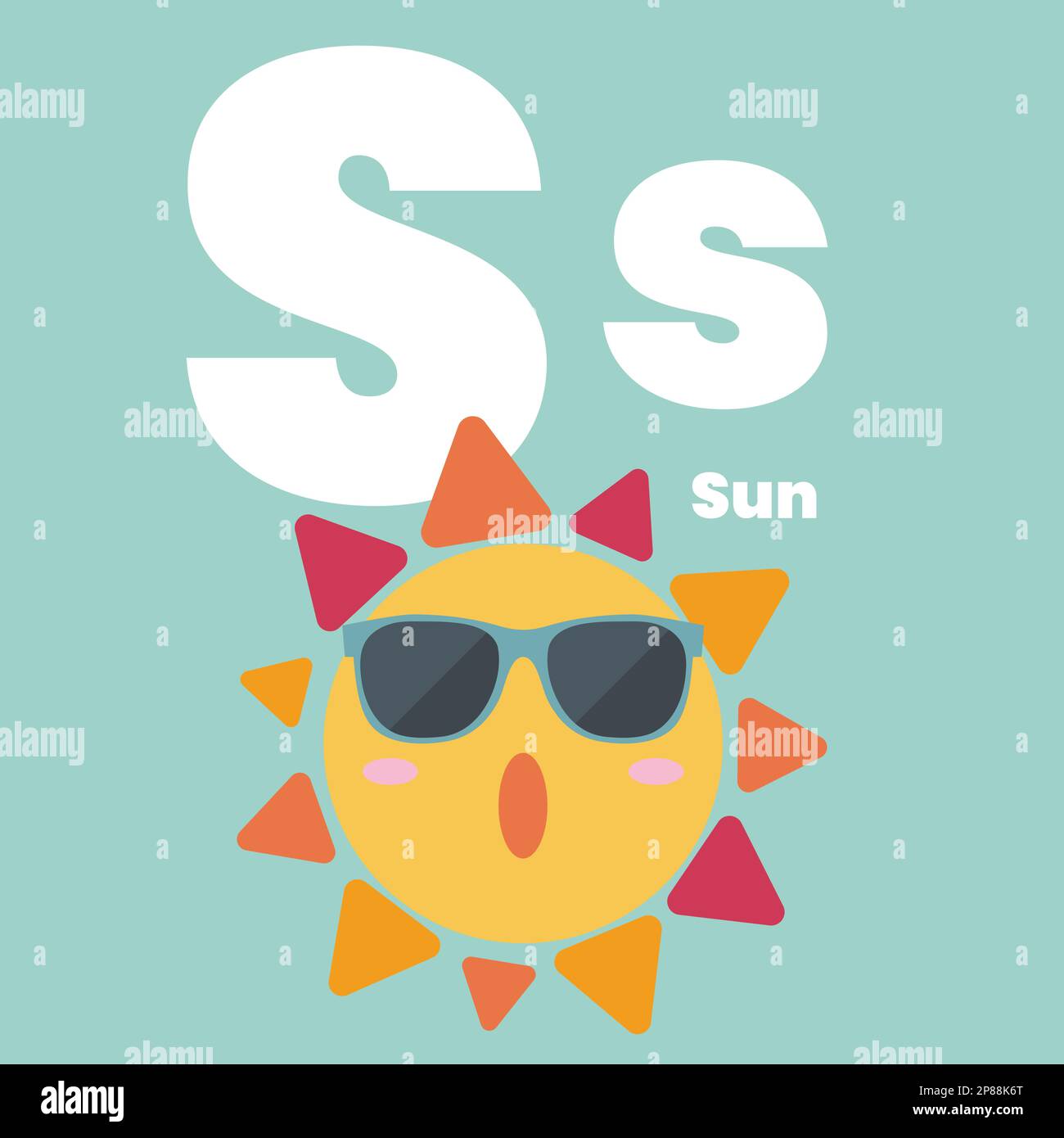 Niedliche Kinder ABC-Schlagwörter mit dem Buchstaben S für Kinder, die englischen Vokabular lernen. So. Vektordarstellung Stock Vektor Niedliche Kinder ABC-Schlagwörter mit dem Buchstaben S für Kinder, die englischen Vokabular lernen. So. Vektordarstellung Stock Vektor