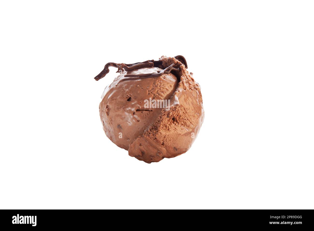 Belgisches Schokoladeneis mit Schokoladendressing oben drauf. Stockfoto