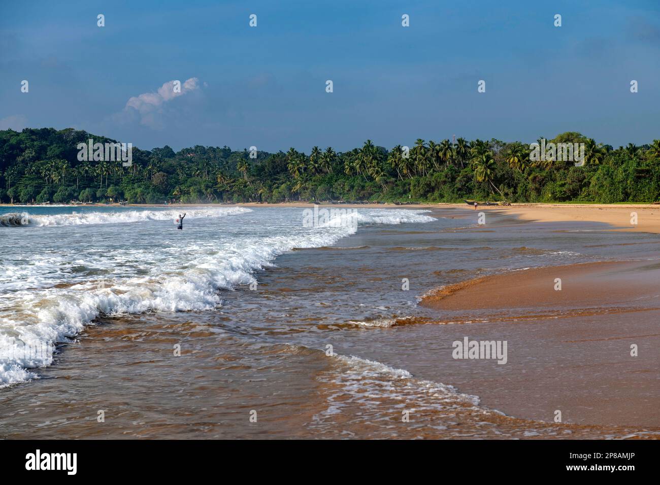 Sri Lanka, Südprovinz, Süd, Süd, Süd, Talalla Beach, océan, Ozean, Ozean, Ozean, Plage, Strand, Strand, Bateau de pêche, Fischerboot, Fischerboot, P Stockfoto