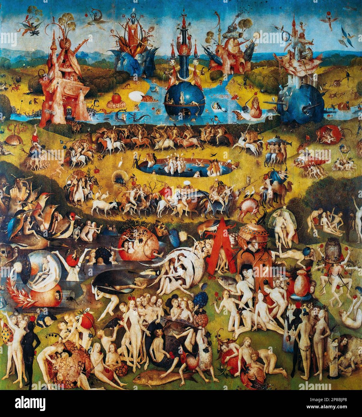 Hieronymus Bosch. Zentrum Von Triptych Der Garten Der Irdischen Freuden. Bosch war niederländisch-niederländischer Maler. Seine Arbeit Ist Hauptsächlich Fantastisch Stockfoto