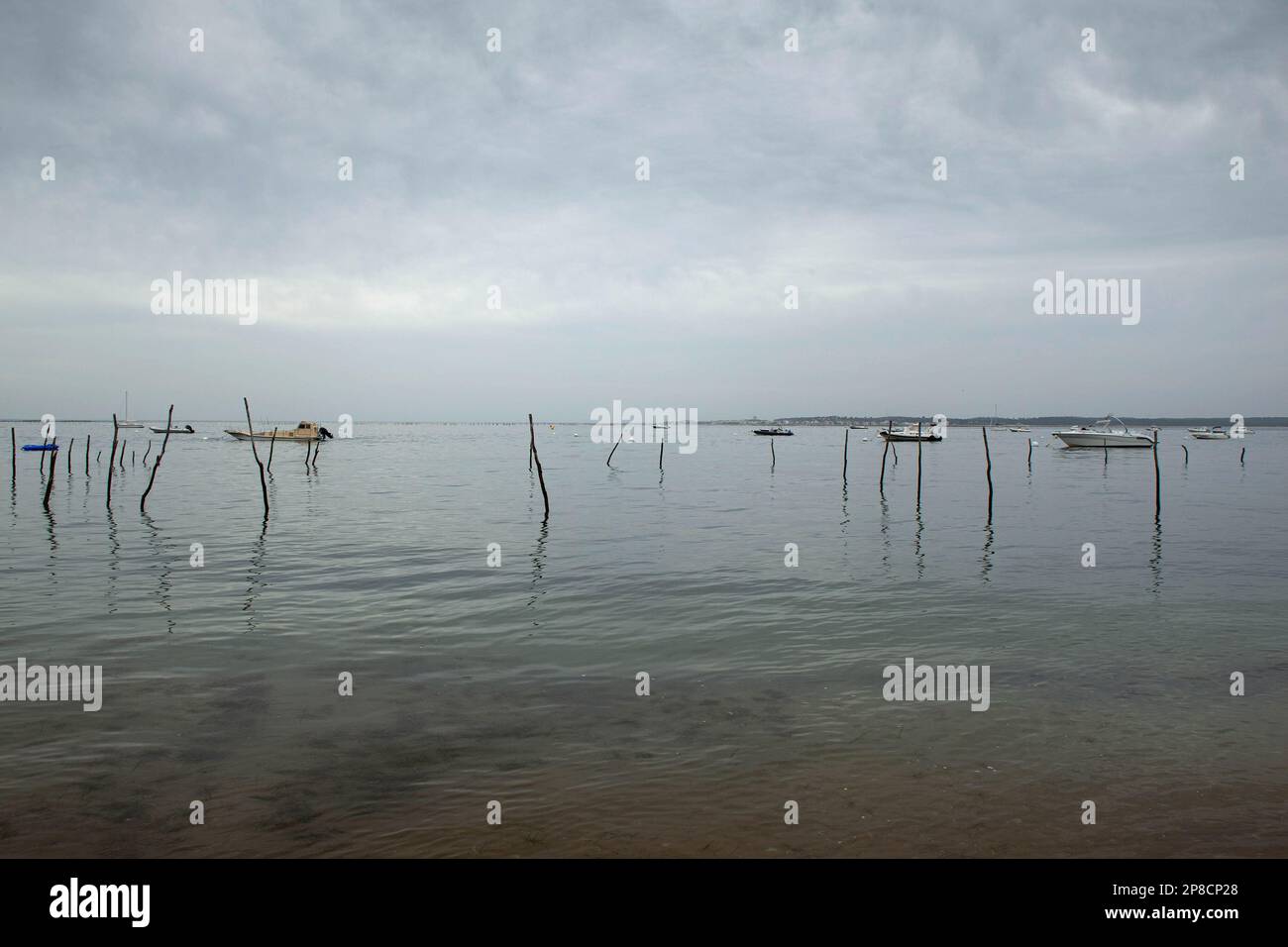 Meereslandschaft an der Arcachon Bay im Südwesten Frankreichs Stockfoto