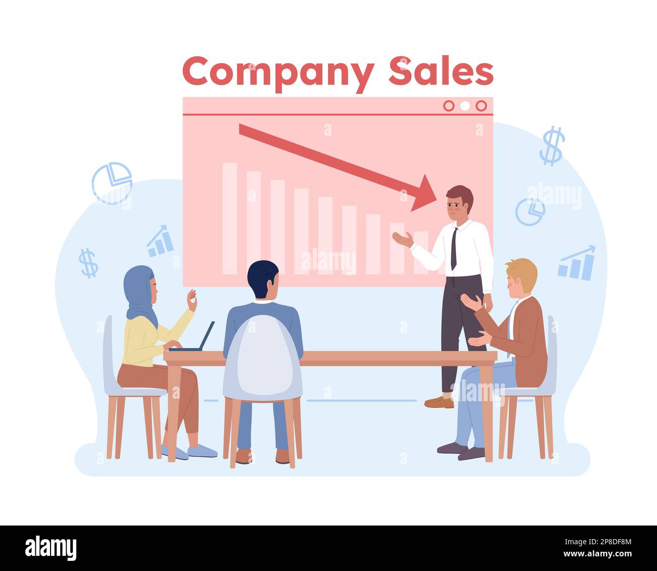 Kurzdarstellung des Konzepts für Vertriebsbesprechungen Stock Vektor