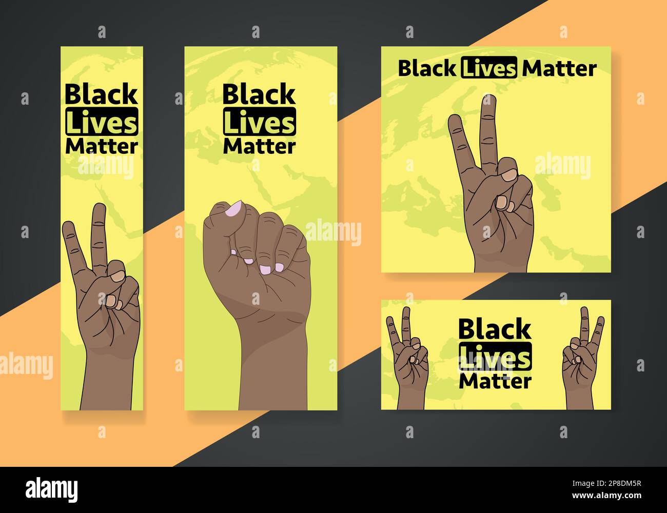 Black Lives Matter Poster mit Protestfaust in der Luft. BIPOC. Schluss mit dem Rassismus. Black Lives Matter – Vorlage für Grafikposter gegen Rassendiskriminierung Stock Vektor