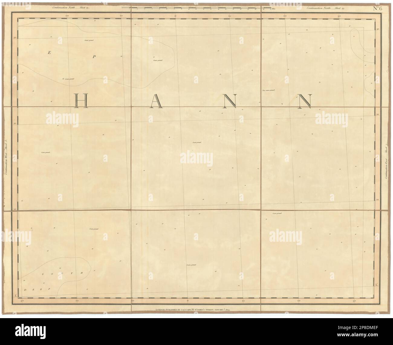 Teil des Ärmelkanals. Nördlich Tief. Südtief. CARY 1832 alte antike Karte Stockfoto