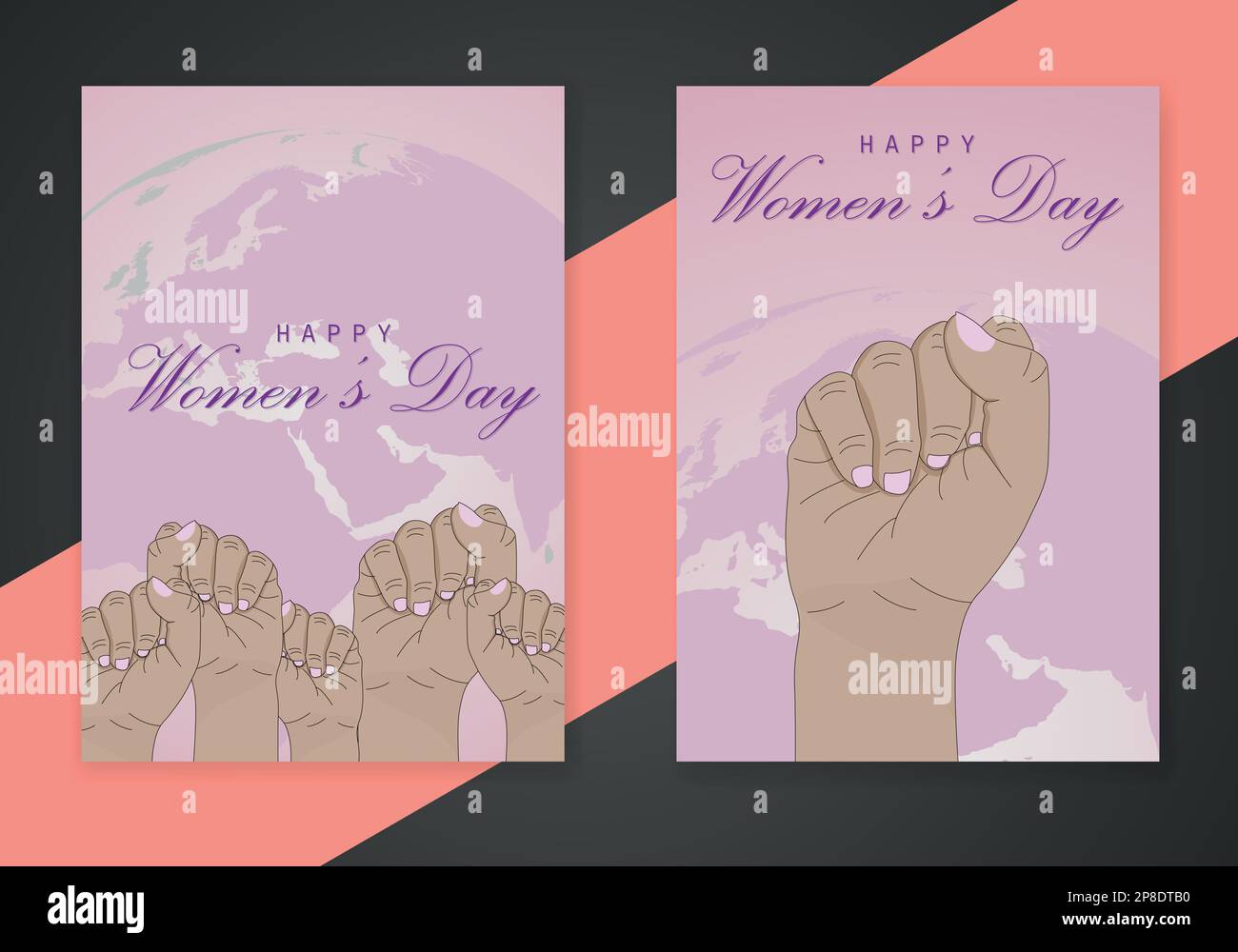 Internationale Frauentage Diversität erhob Faust starkes Mädchenmachtkonzept Stock Vektor