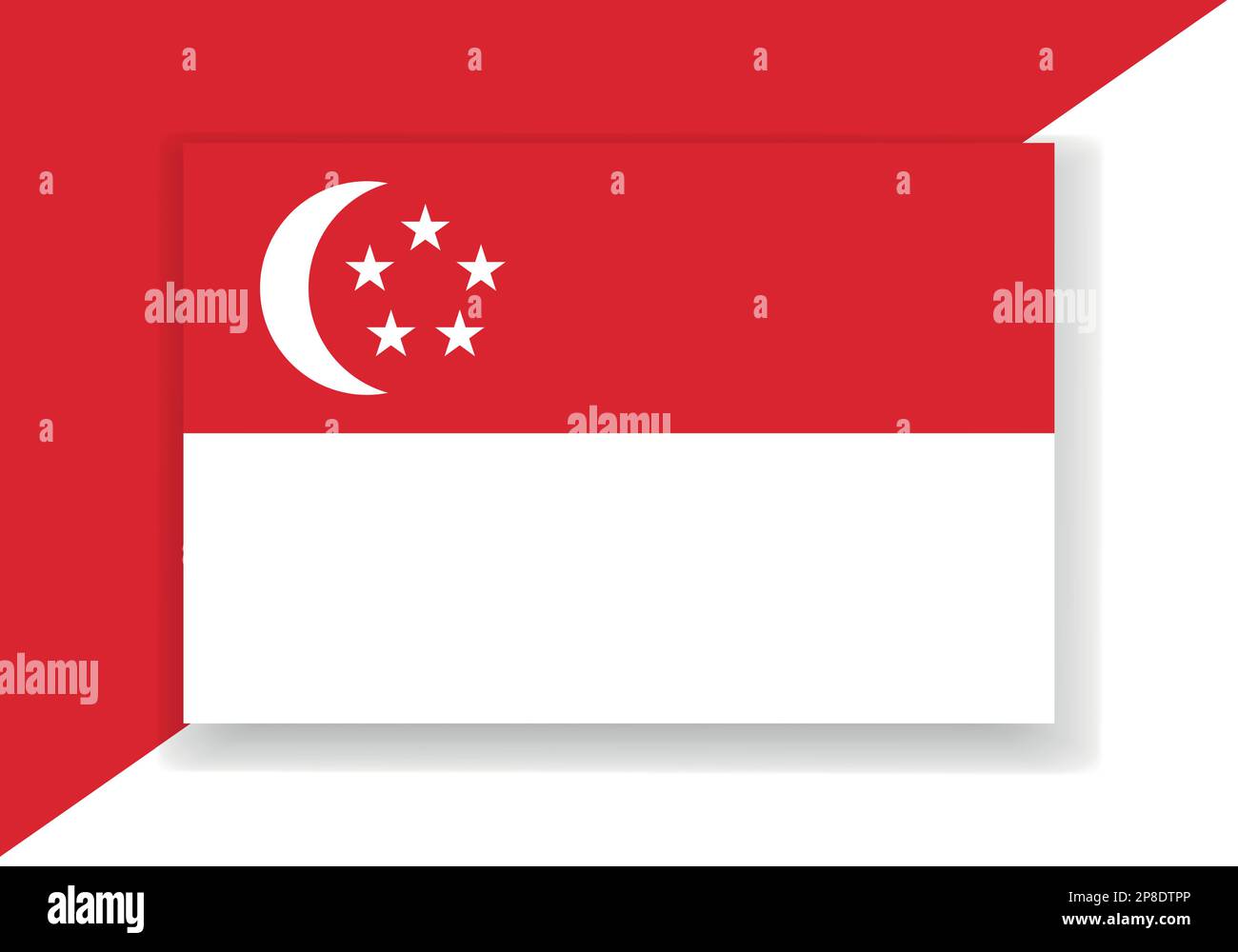 Vector Singapur-Flagge. Design mit Landesflagge. Flacher Vektor. Stock Vektor