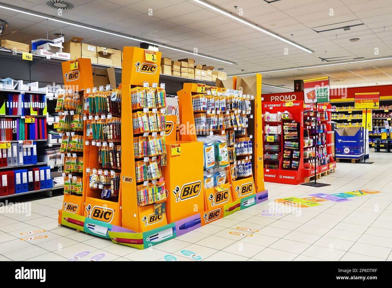 BIC-Anzeige in einem Verbrauchermarkt Stockfoto