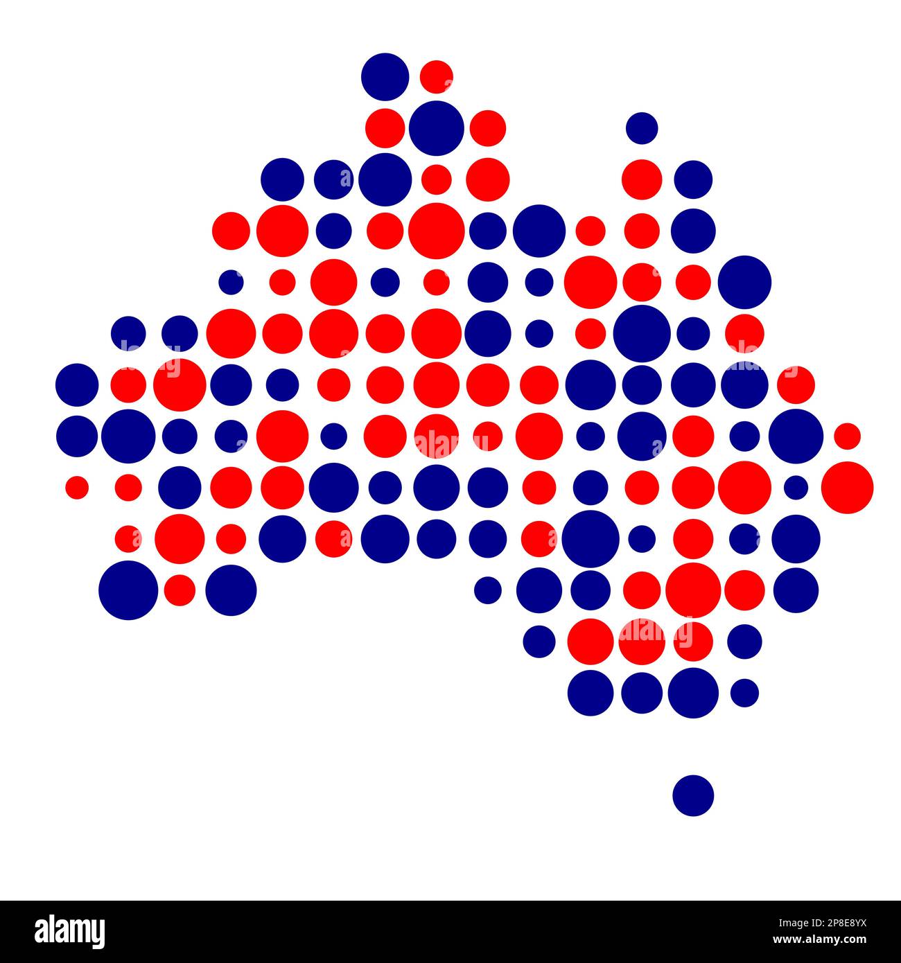 Abgeleitete Musterabbildung für Australien Map Silhouette mit Pixeln Stock Vektor