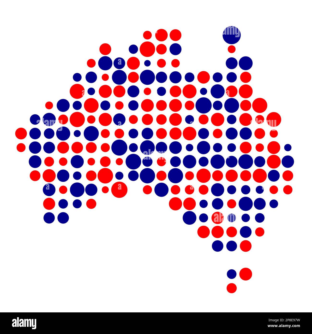 Abgeleitete Musterabbildung für Australien Map Silhouette mit Pixeln Stock Vektor