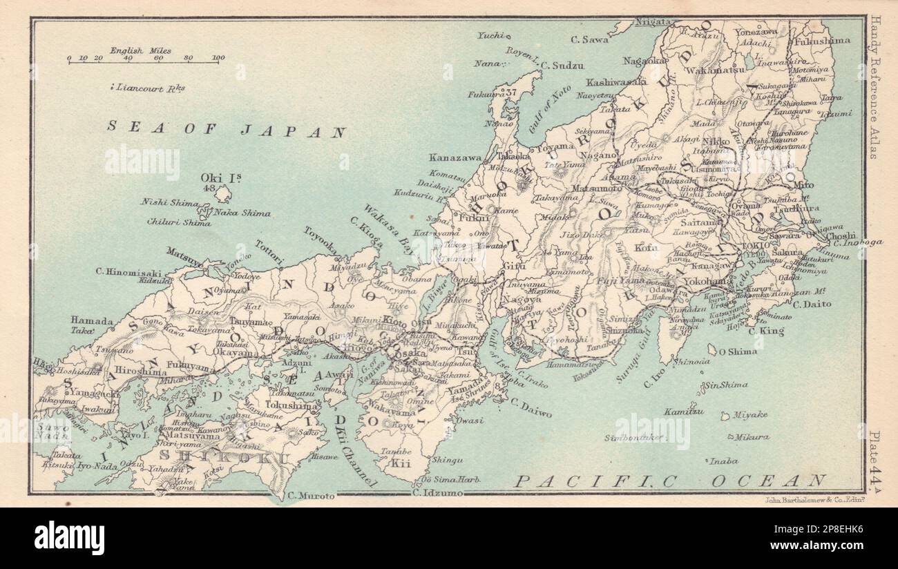 Zentraljapan. BARTHOLOMEW 1898 alte antike Karte Plan Chart Stockfoto