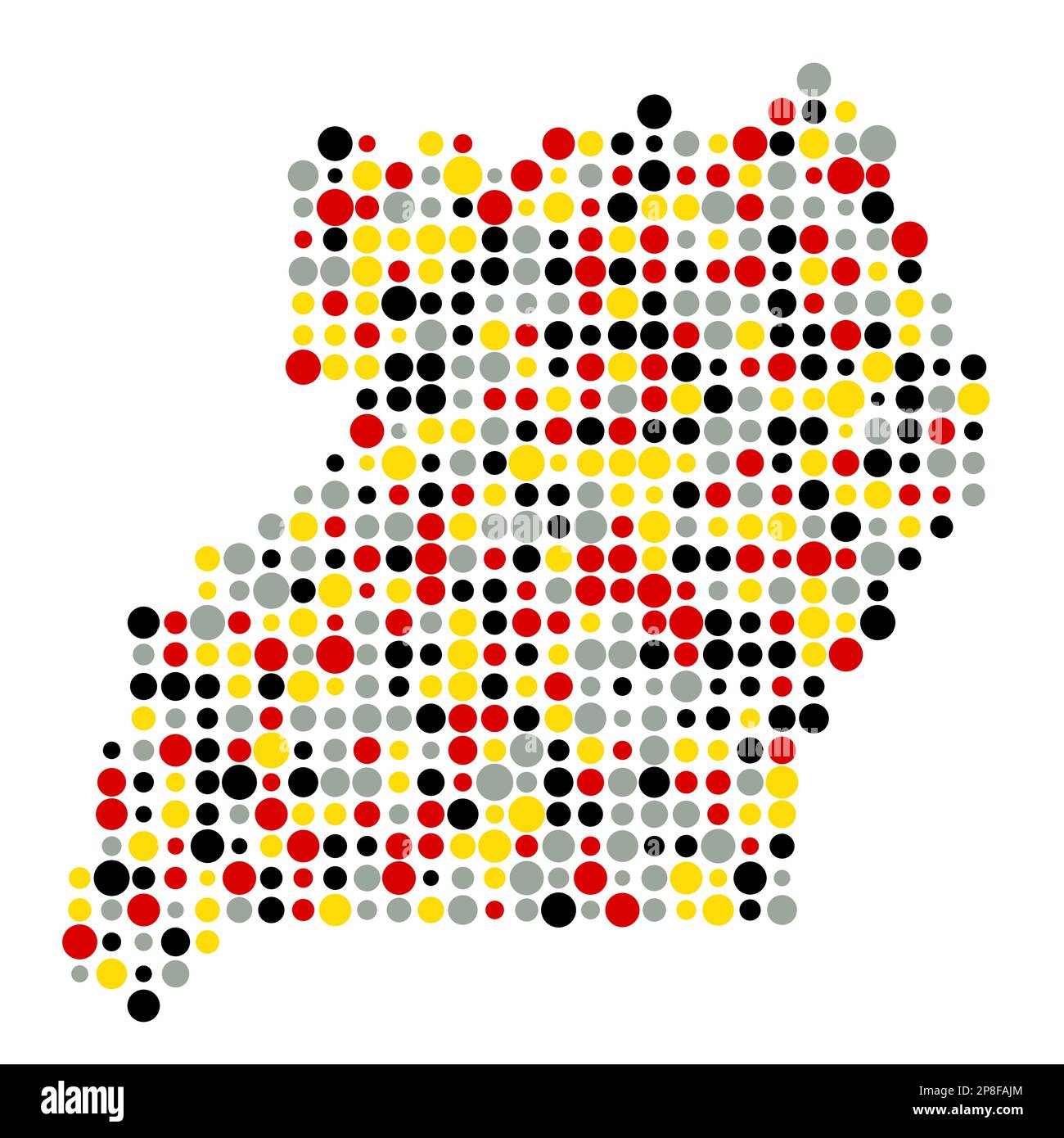 Uganda Map Silhouette verpixelt abgeleitete Musterdarstellung Stock Vektor