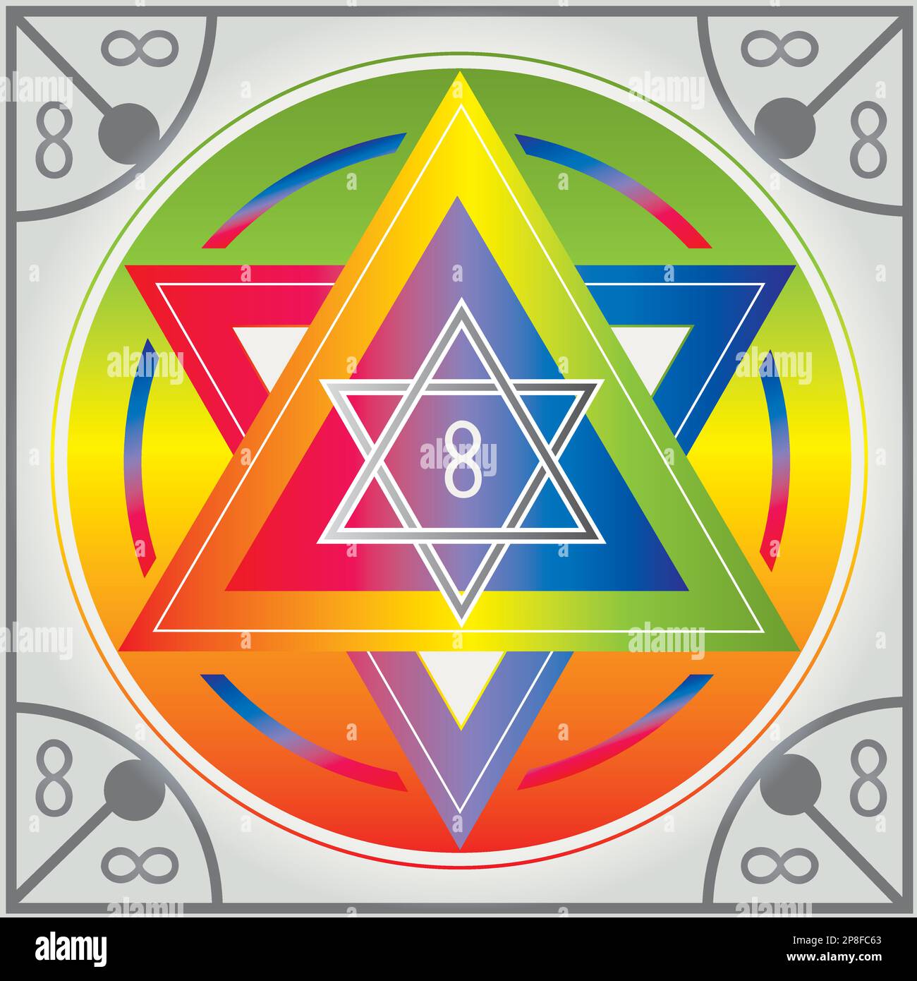 Siegel der Salomon Icons Illustration Star in Circle Symbol Alchemy Heilige Geometrie Regenbogenfarben Stock Vektor
