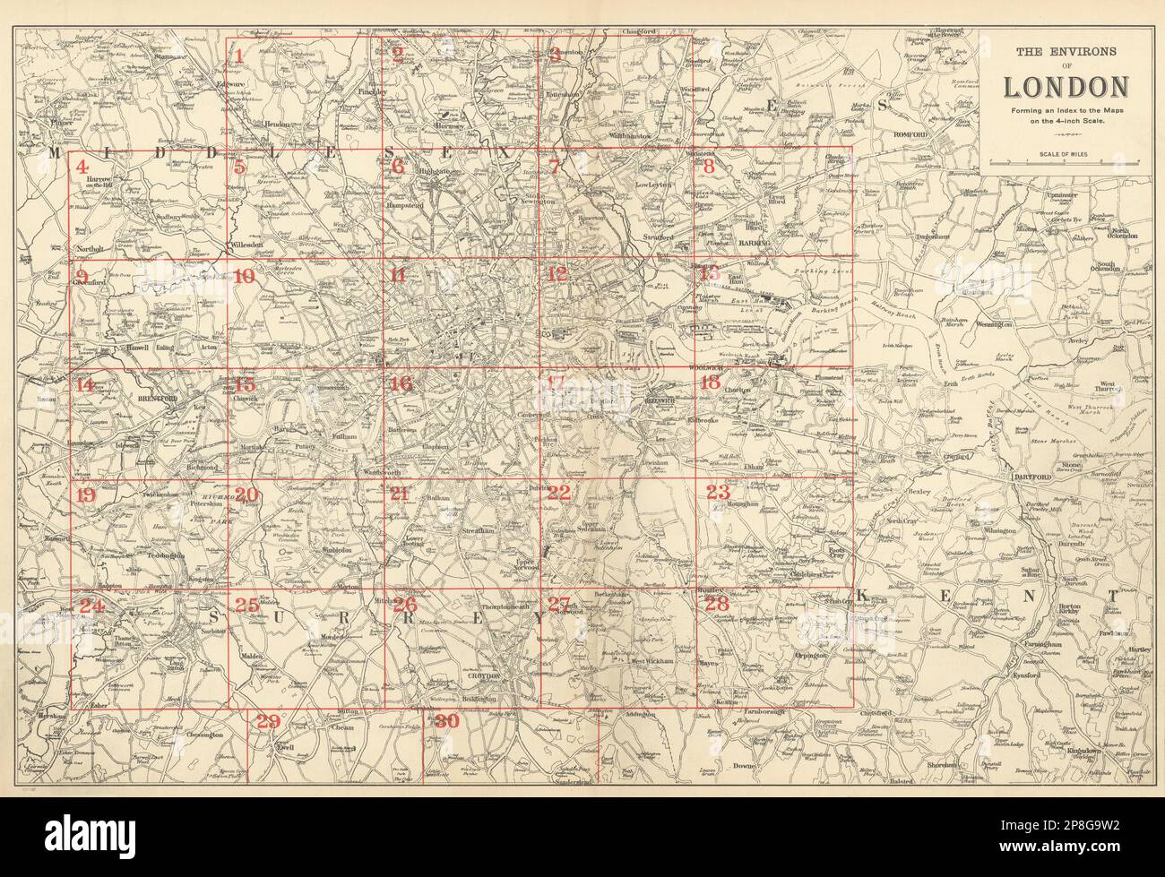 GROSSRAUM LONDON. Allgemeine Indexkarte zu 4-Zoll-Skalen. SPECK 1900 Stockfoto