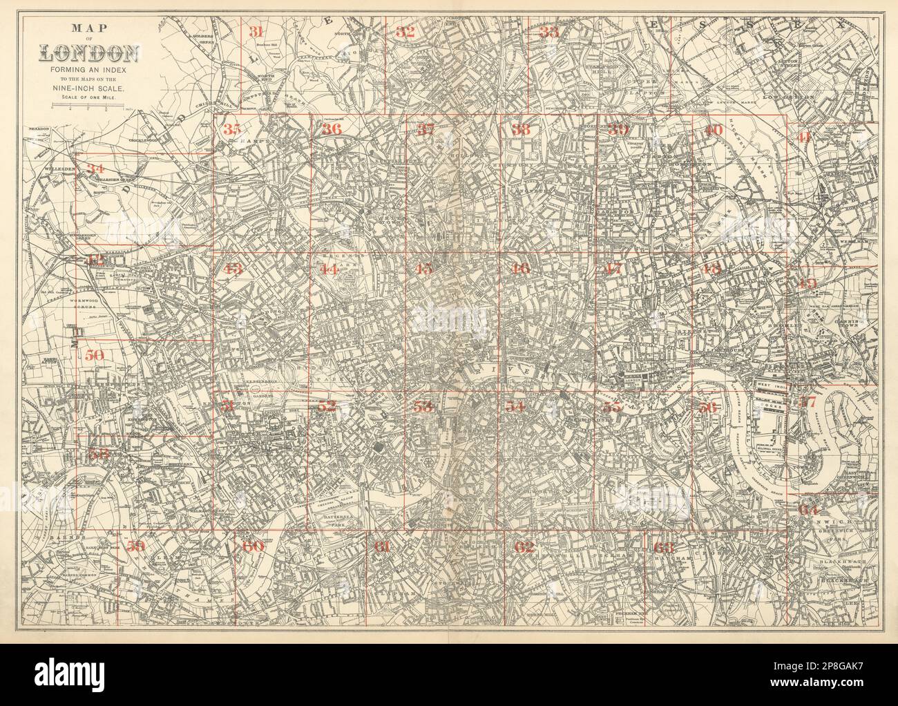 GROSSRAUM LONDON. Allgemeine Indexkarte zu 9-Zoll-Skalen. SPECK 1900 Stockfoto