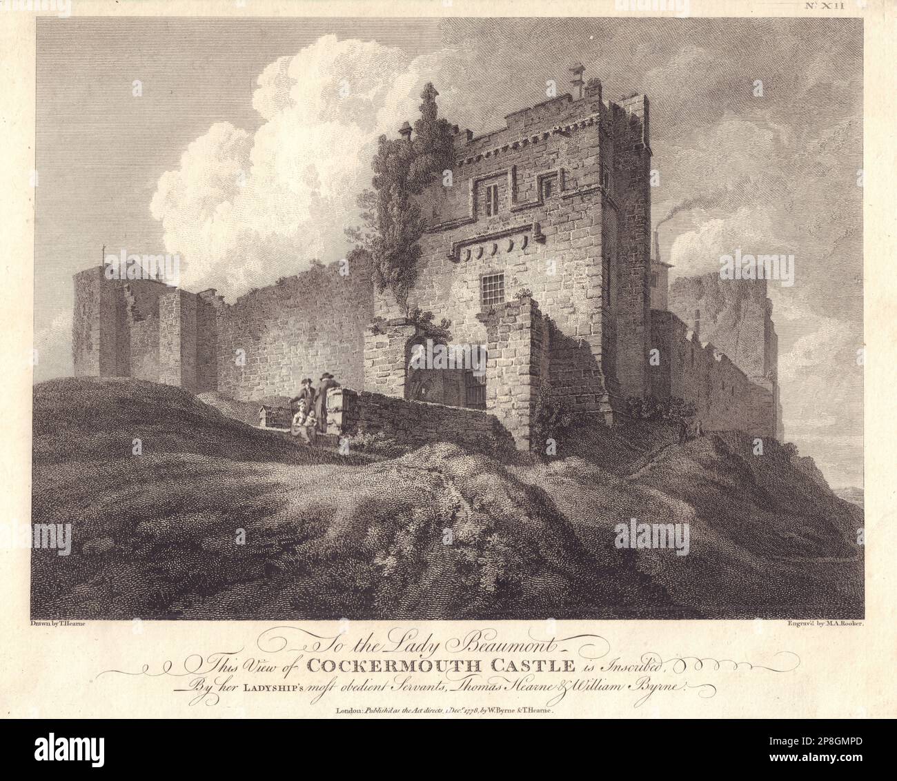 Cockermouth Castle, Cumbria. GROSE 1778 altes antikes, altmodisches Druckbild Stockfoto