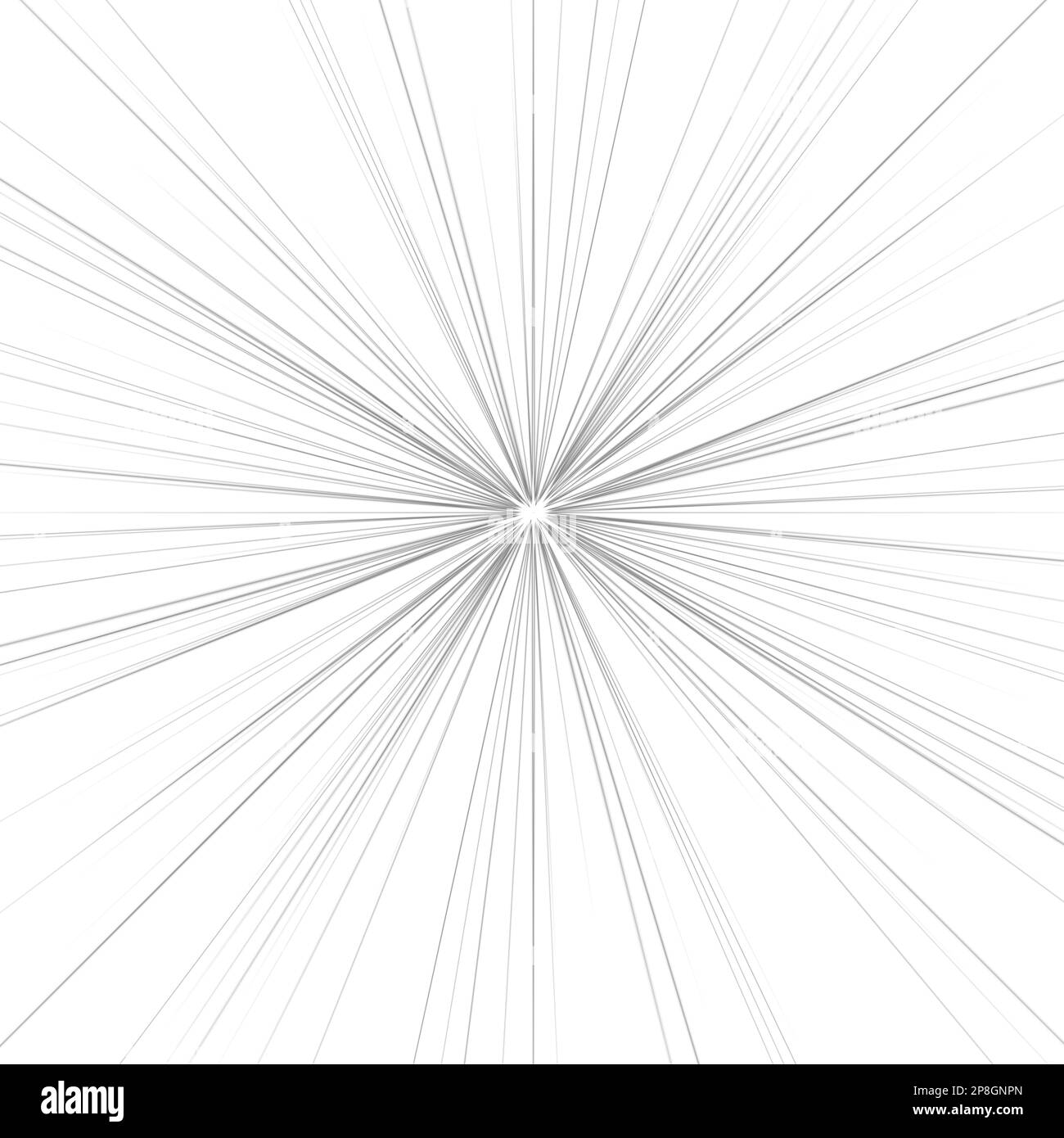 Digital gerenderte Lichteffektstrahlen Blitzstrahlen von Stern- oder sonnenweißen Glanzexplosionen. Stockfoto