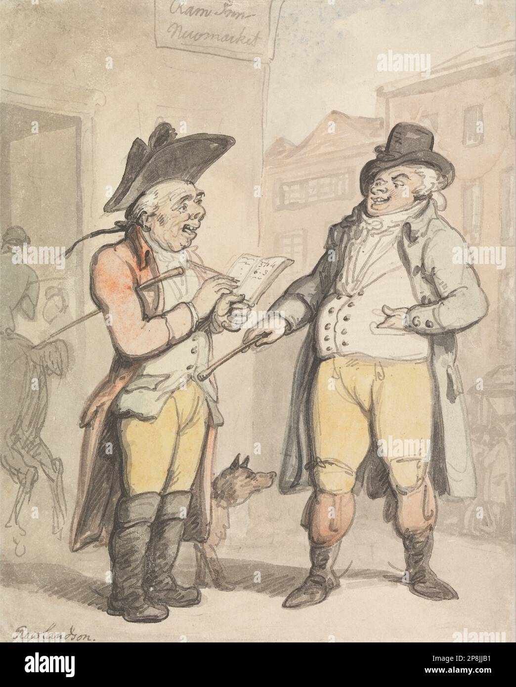 Der Buchmacher und sein Klient vor dem RAM Inn, Newmarket von Thomas Rowlandson Stockfoto