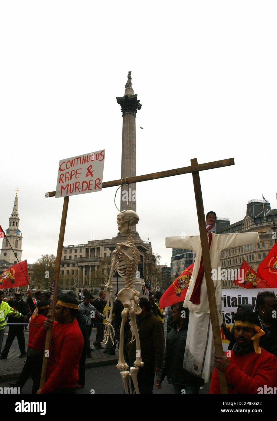 Sri Lankan Tamil supporters march through London's Trafalgar Square