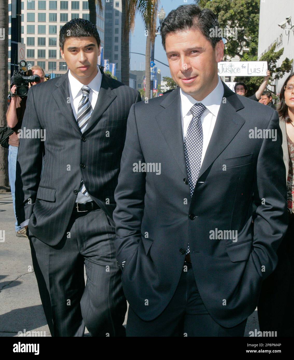 Former California Assembly Speaker Fabian Nunez, right, and his son