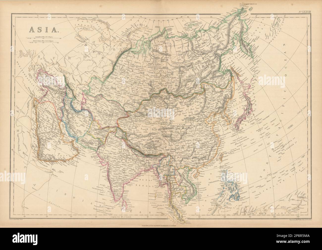 Asia von Edward Weller. Abou Thubbi/Abu Dhabi. Unabhängige, 1859 Jahre alte Karte von Kaschmir Stockfoto