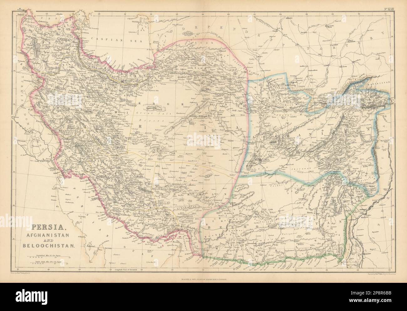 Persien, Afghanistan Und Beloochistan. Iran Pakistan. Südwestasien. WELLER 1859-Karte Stockfoto