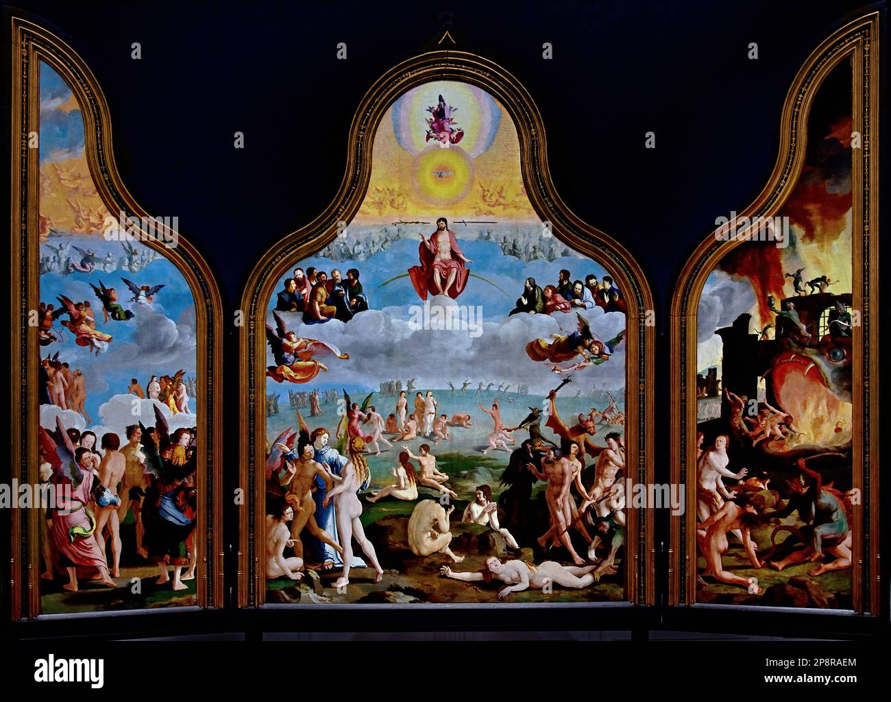 Das letzte Urteil 1527 Triptych von Lucas van LEYDEN, 1494 - 1533, Leiden Niederlande, Holland., Fine Arts Museum, Leiden, Lakenhal, Niederlande, Holland, Niederländisch Stockfoto