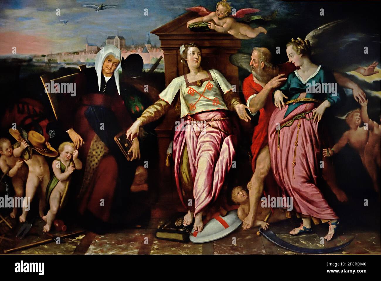 DIE LEIDS MIT DEM ALTEN UND DEM NEUEN NERINGHE, 1596-1601 ISAAC CLAESZ. VAN SWANEBURG 1537-1614 Fine Arts Museum, Leiden, Lakenhal, Niederlande, Niederländisch ( Schirmherrin von Leiden mit dem alten und dem neuen Syndikat 1596-1601 ) Stockfoto