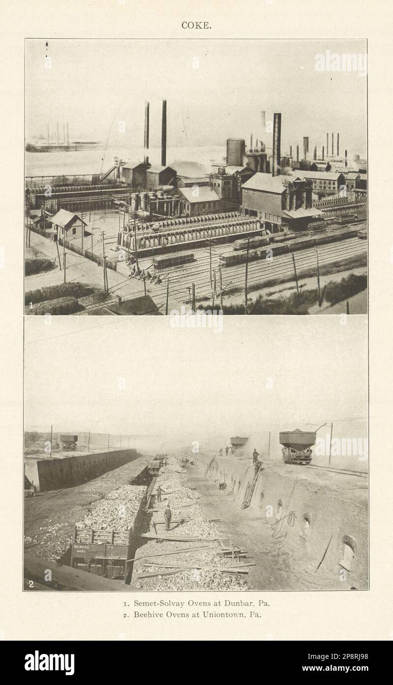 KOKS. Semet-Solvay-Öfen, Dunbar. Bienenstofen, Uniontown. Pennsylvania 1907 Stockfoto