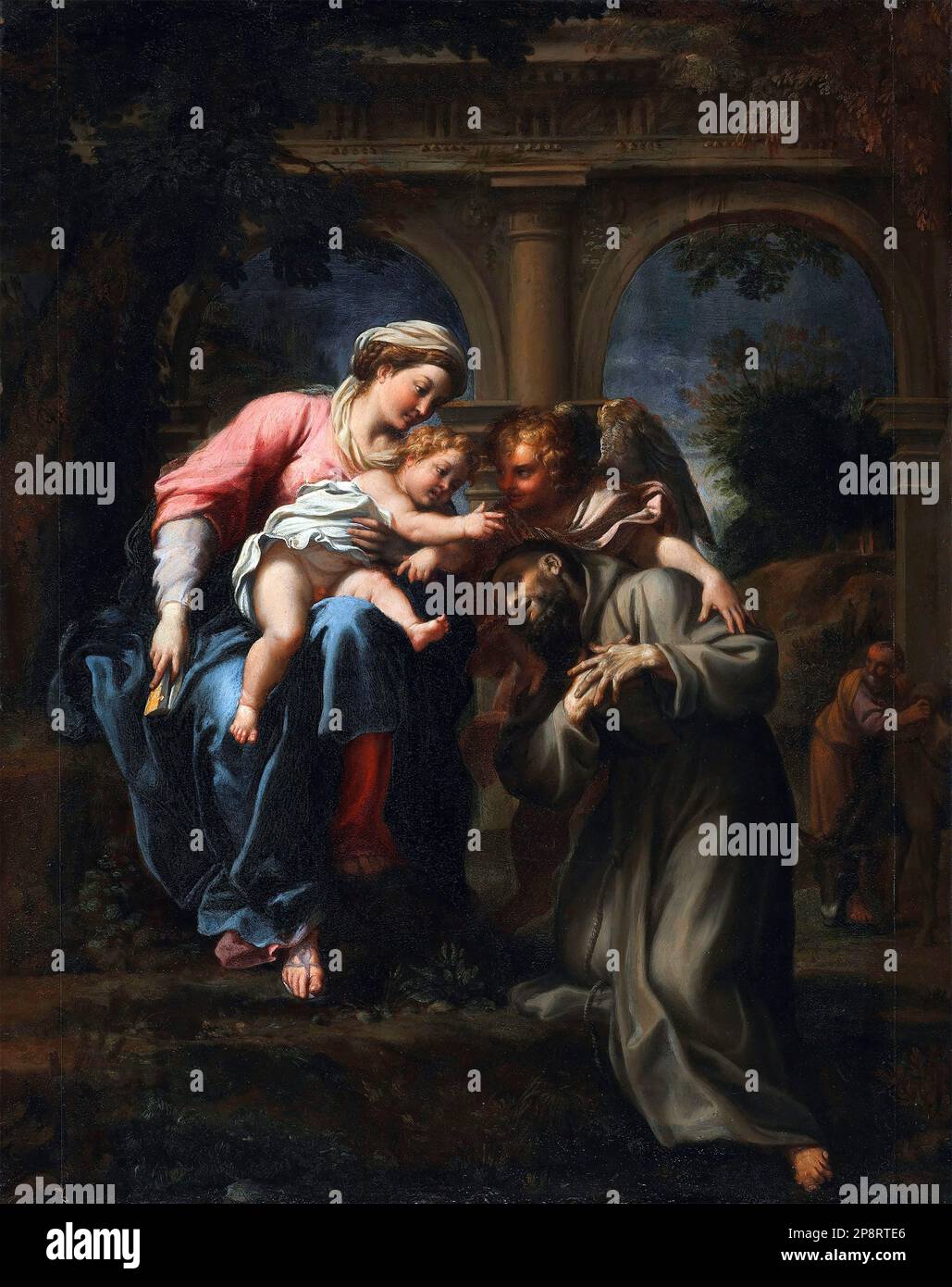Die Vision des Heiligen Franziskus vom italienischen Barockmaler Annibale Carracci (1560-1609), Öl auf Kupfer, c. 1597/8 Stockfoto