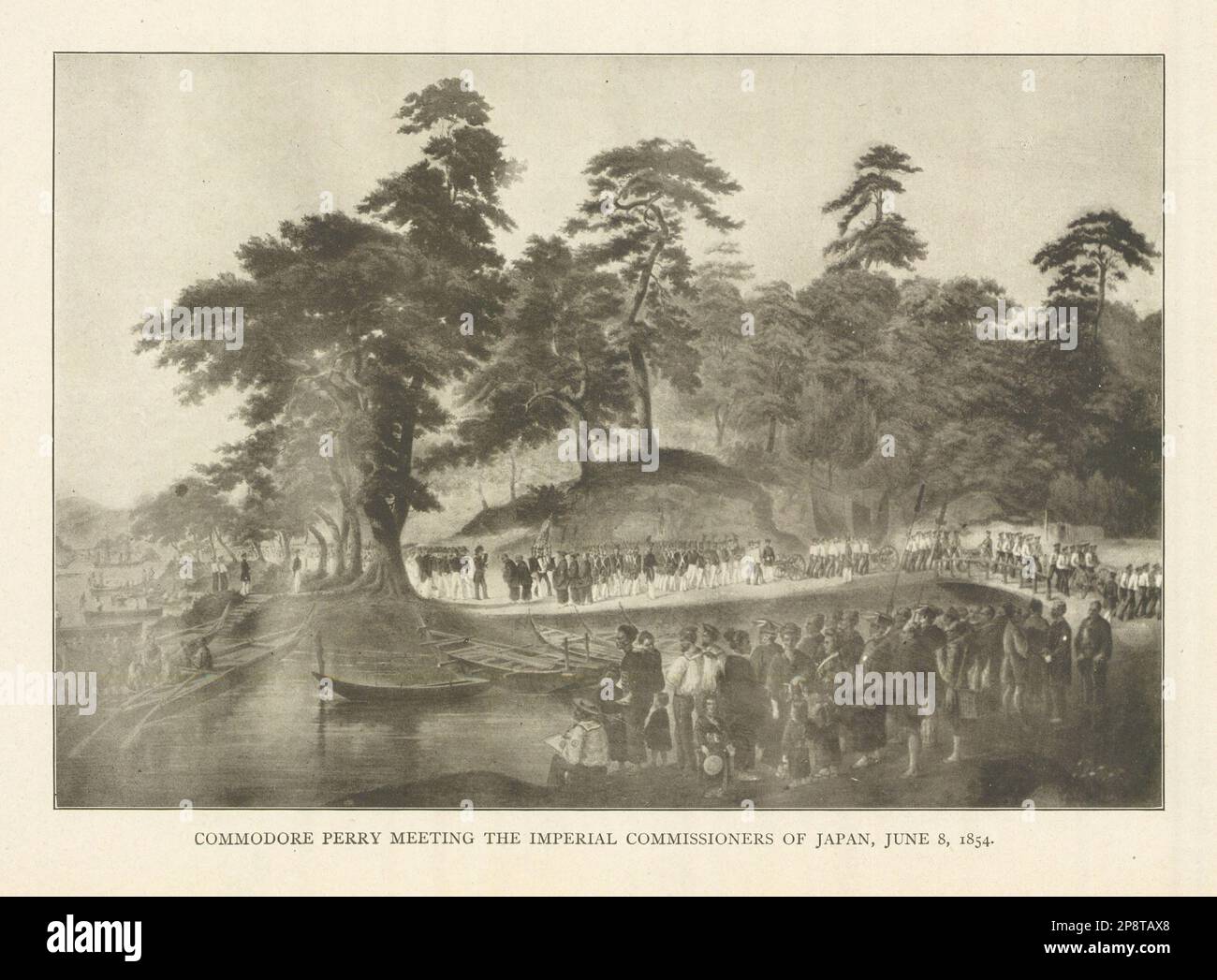 Commodore Perry Treffen der kaiserlichen Kommissare Japans am 8. Juni 1854 1907 Stockfoto