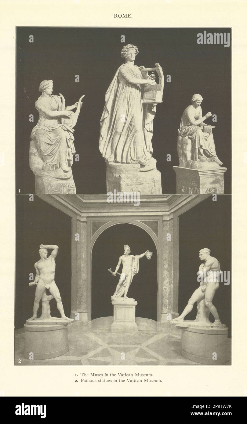 ROM. Die Musen im Vatikanischen Museum. Berühmte Statuen im Vatikanischen Museum 1907 Stockfoto