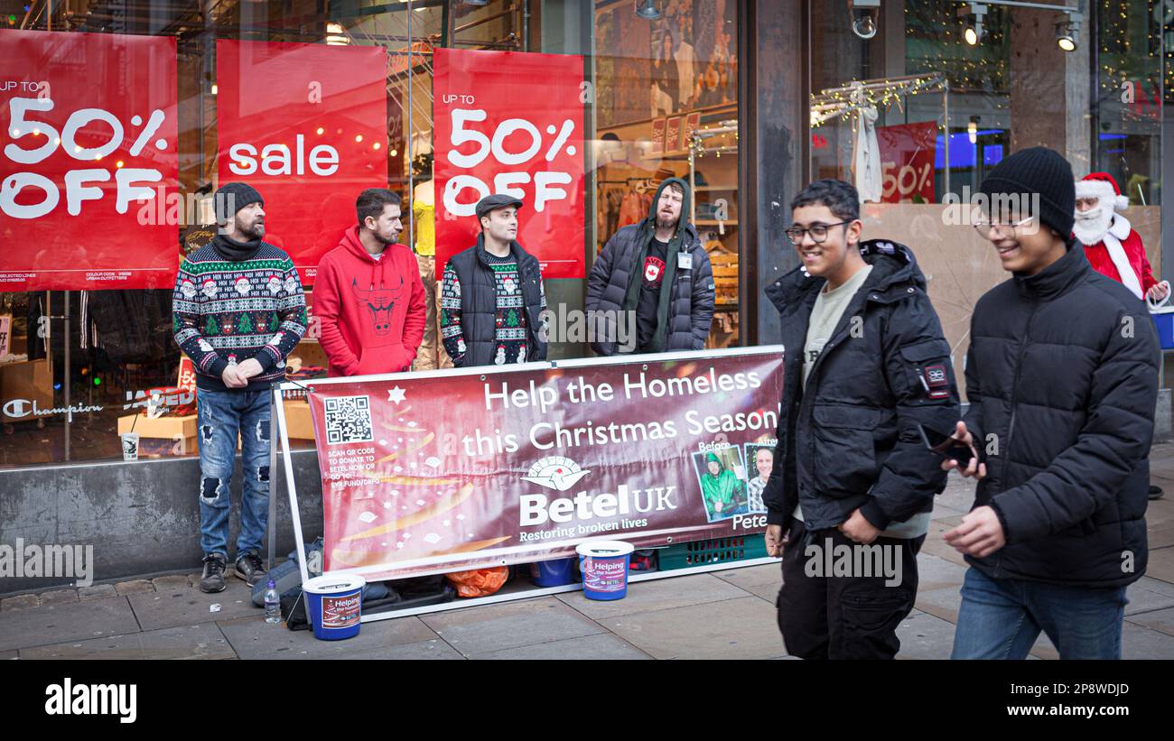 Manchester UK Betel UK Helfen Sie Obdachlosen bei dieser Weihnachtskampagne Stockfoto
